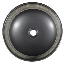 PRIORI umywalka ceramiczna, średnica 41 cm, 15 cm, czarna z białym wzorem