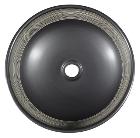 Przejdź do produktu PRIORI umywalka ceramiczna nablatowa Ø 41cm, czarny z białym wzorem
