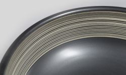 PRIORI umywalka ceramiczna, średnica 41 cm, 15 cm, czarna z białym wzorem