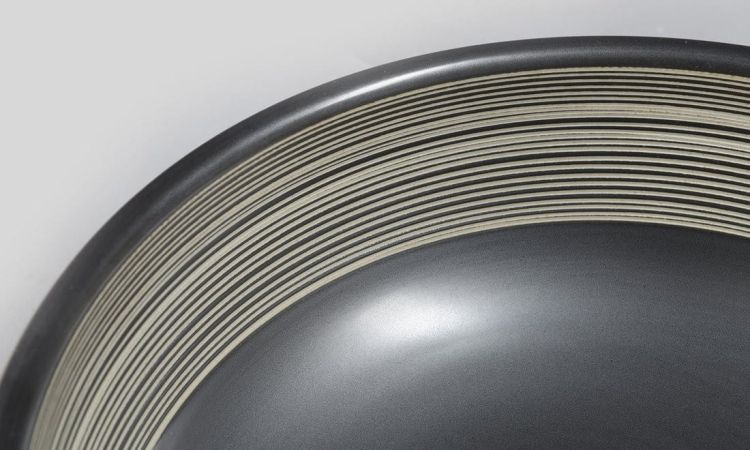 PRIORI umywalka ceramiczna, średnica 41 cm, 15 cm, czarna z białym wzorem