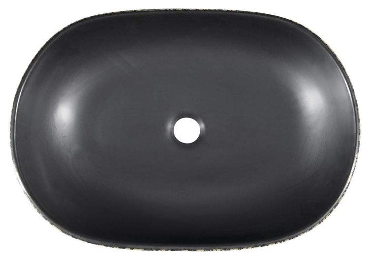PRIORI umywalka ceramiczna, 60x13,5x40 cm, czarna z niebieskim wzorem