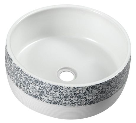 Przejdź do produktu PRIORI umywalka ceramiczna nablatowa Ø 41 cm, biały z niebieskim wzorem