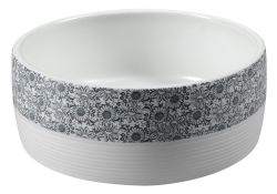PRIORI umywalka ceramiczna, średnica 41 cm, 15 cm, biała z niebieskim wzorem