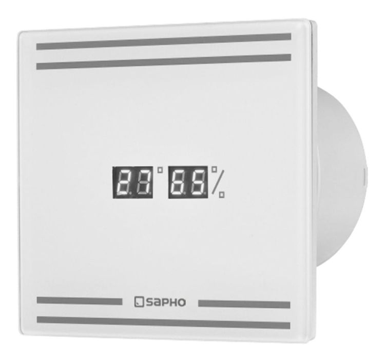 GLASS wentylator łazienkowy osiowy z wyświetlaczem LED, 8W, wylot 100mm, biały