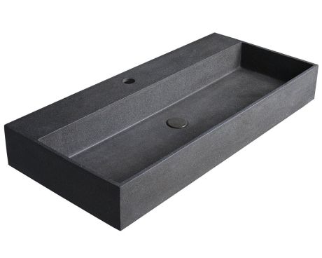 Przejdź do produktu QUADRADO umywalka betonowa z korkiem, 96x44cm, czrany granit