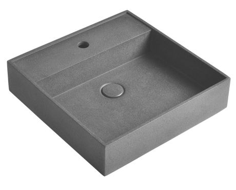 Przejdź do produktu QUADRADO umywalka betonowa z korkiem, 46x46cm, czrany granit