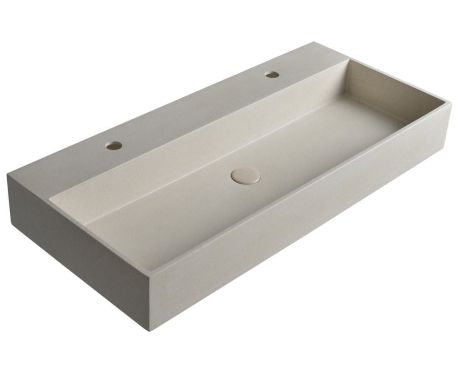 Przejdź do produktu QUADRADO umywalka betonowa podwójna z korkiem, 96x44cm, biały piaskowiec