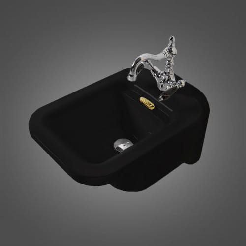 Czarny bidet wiszący 37x55 cm Retro z wykończeniem bronzo Kerasan Waldorf 4125K6