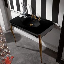 Kerasan Retro umywalka 100x55 cm stojąca z nogami czarny/bronzo 1049K7