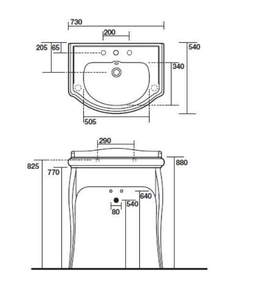 Czarna szafka podumywalkowa 73x54,5 cm z chromowanymi nogami Kerasan Retro 7362
