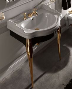 Czarna szafka podumywalkowa 73x54,5 cm ze złotymi nogami Kerasan Retro 7362K3