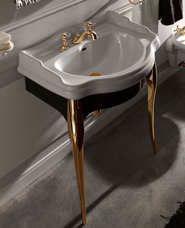 Czarna szafka podumywalkowa 73x54,5 cm ze złotymi nogami Kerasan Retro 7362K3