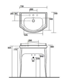 Czarna szafka podumywalkowa 73x54,5 cm z chromowanymi nogami Kerasan Retro 7362