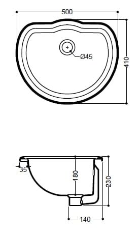 Przejdź do produktu Umywalka wpuszczana w blat 50x41 cm czarny połysk Kerasan Retro 103104