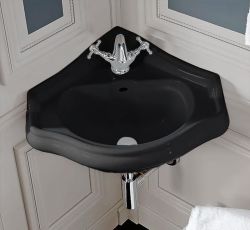 Umywalka narożna 58x57,5 cm Kerasan Retro 103204 czarny połysk