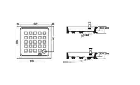 Przejdź do produktu Brodzik prysznicowy Retro kwadratowy 80x80 cm Kerasan 134101 biały połysk