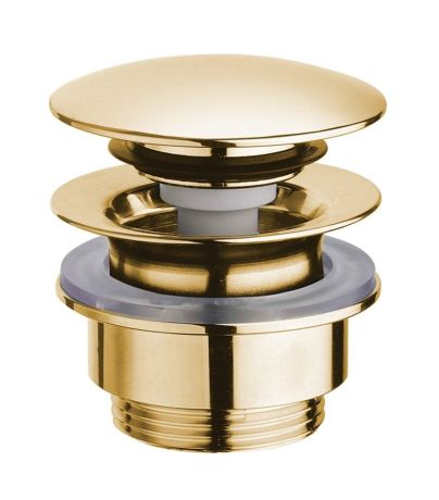 Przejdź do produktu Korek umywalkowy 5/4“, cichy klik-klak, duży grzybek, wys. 5-55 mm, złoto