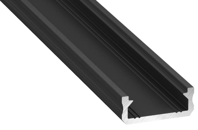 LED U profil 16x6mm, aluminium anodowane, czarny, 2m