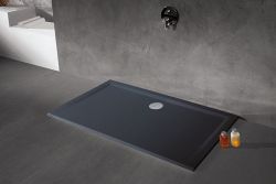 Brodzik prostokątny konglomeratowy 70x80x1,5 cm z syfonem w komplecie Sanplast B-M/SPACE S - szary łupek