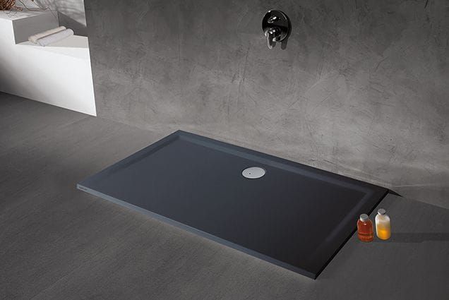 Brodzik prostokątny konglomeratowy 70x80x1,5 cm z syfonem w komplecie Sanplast B-M/SPACE S - szary łupek