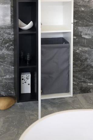 Przejdź do produktu Kosz na bieliznę 310x570x230mm, tkanina, rzep, szary