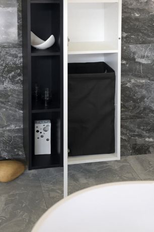 Przejdź do produktu Kosz na bieliznę 310x570x230mm, tkanina, rzep, czarny