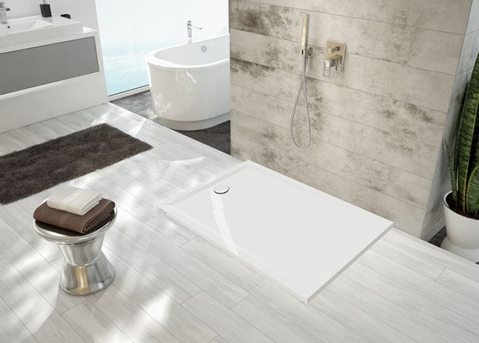 Brodzik prostokątny konglomeratowy 75x100x1,5 cm z syfonem w komplecie Sanplast B-M/SPACE S 645-410-0230-01-000 biały
