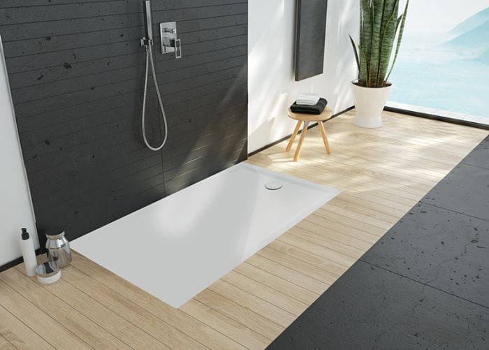 Brodzik prostokątny konglomeratowy 75x100x1,5 cm z syfonem w komplecie Sanplast B-M/SPACE S 645-410-0230-01-000 biały