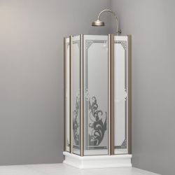 Kabina prysznicowa Retro 80x80 cm z ornamentem i profilami bronzo Kerasan 9159P3