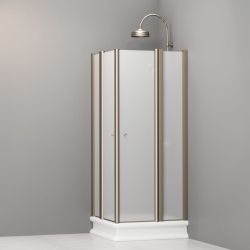 Kabina prysznicowa Retro 80x80 cm z piaskowanym szkłem i profilami bronzo Kerasan 9159S3