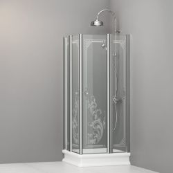 Kabina prysznicowa Retro 80x80 cm z ornamentem Kerasan 9159N0 chrom