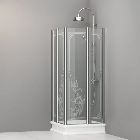 Przejdź do produktu Kabina prysznicowa Retro 80x80 cm z ornamentem Kerasan 9159N0 chrom