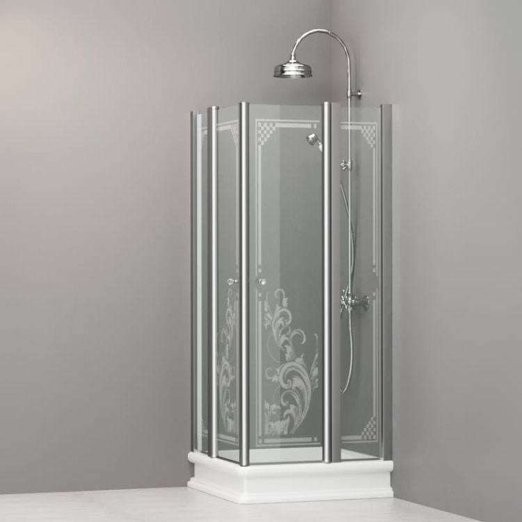 Kabina prysznicowa Retro 80x80 cm z ornamentem Kerasan 9159N0 chrom