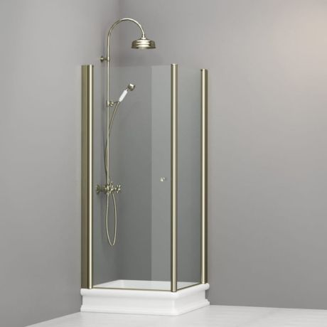 Przejdź do produktu Kabina prysznicowa Retro 80x80 cm ze złotymi profilami Kerasan 9160T1