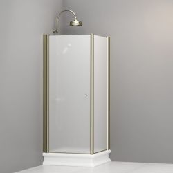 Kabina prysznicowa Retro 80x80 cm z piaskowanym szkłem i profilami bronzo Kerasan 9160S3