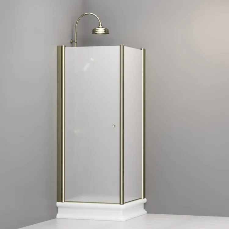 Kabina prysznicowa Retro 80x80 cm z piaskowanym szkłem i profilami bronzo Kerasan 9160S3
