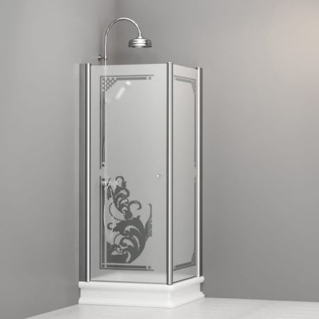Przejdź do produktu Kabina prysznicowa Retro 80x80 cm z piaskowanym szkłem i ornamentem Kerasan 9160P0 chrom