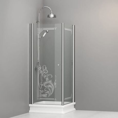 Przejdź do produktu Kabina prysznicowa Retro 80x80 cm z piaskowanym ornamentem Kerasan 9160N0 chrom