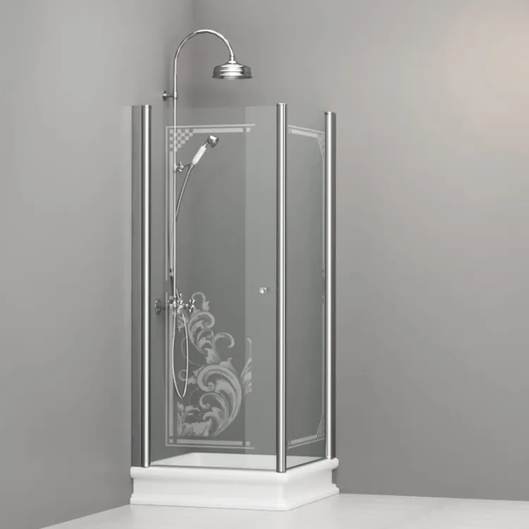 Kabina prysznicowa Retro 80x80 cm z piaskowanym ornamentem Kerasan 9160N0 chrom