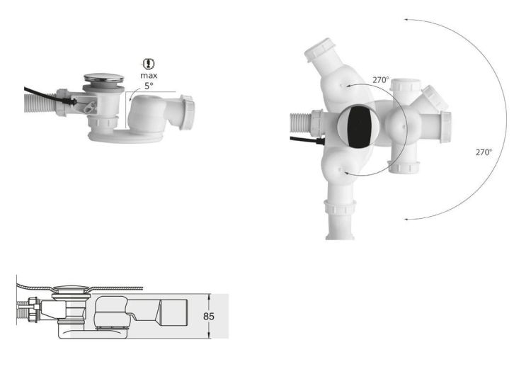 Półsyfon niski 1 1/2", wysokość 42mm, biały