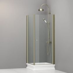 Kabina prysznicowa Retro 80x80 cm ze złotymi profilami Kerasan 9161T1