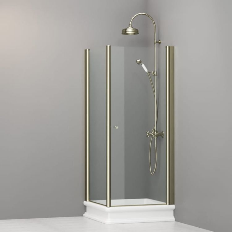 Kabina prysznicowa Retro 80x80 cm ze złotymi profilami Kerasan 9161T1