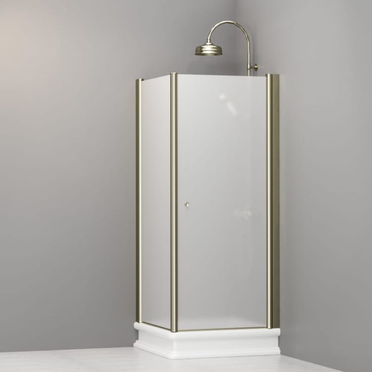 Kabina prysznicowa Retro 80x80 cm z piaskowanym szkłem i złotymi profilami Kerasan 9161S1