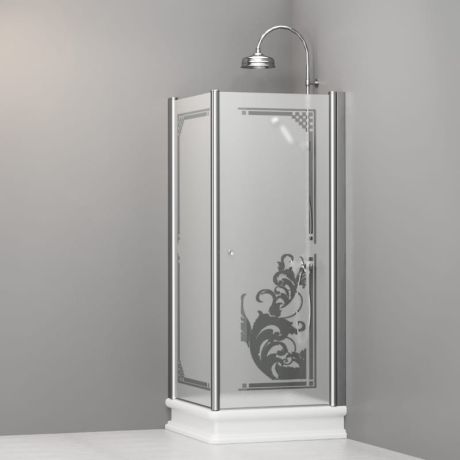 Przejdź do produktu Kabina prysznicowa Retro 80x80 cm z piaskowanym szkłem i ornamentem Kerasan 9161P0 chrom