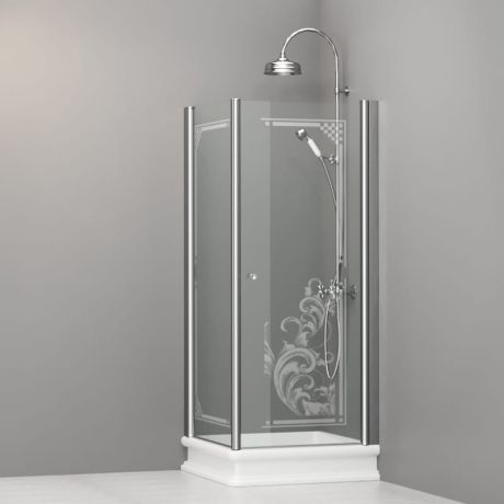 Przejdź do produktu Kabina prysznicowa Retro 80x80 cm z piaskowanym ornamentem Kerasan 9161N0 chrom