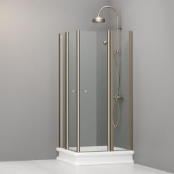 Kabina prysznicowa Retro 90x90 cm z profilami bronzo Kerasan 9145T3