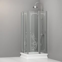 Kabina prysznicowa Retro 90x90 cm z ornamentem Kerasan 9145N0 chrom