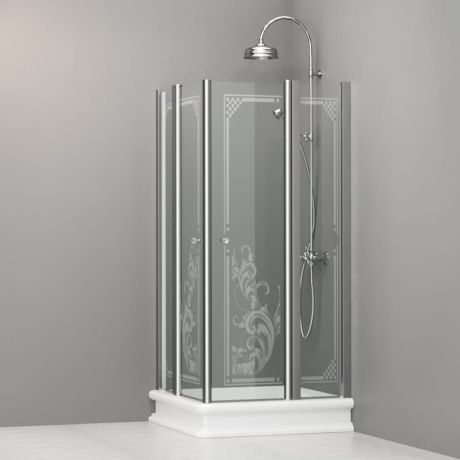 Przejdź do produktu Kabina prysznicowa Retro 90x90 cm z ornamentem Kerasan 9145N0 chrom