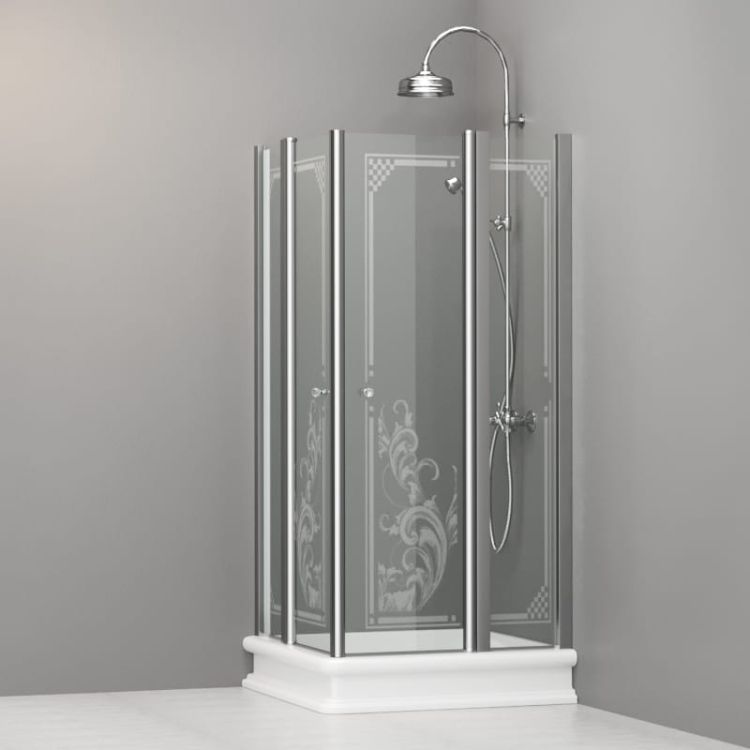 Kabina prysznicowa Retro 90x90 cm z ornamentem Kerasan 9145N0 chrom