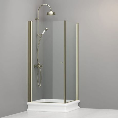 Przejdź do produktu Kabina prysznicowa Retro 90x90 cm ze złotymi profilami Kerasan 9146T1 prawa